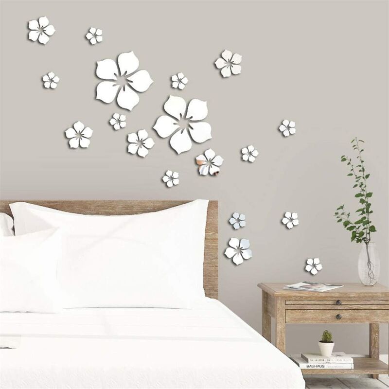 Bluedeer - Blumen Wandtattoo 3D Wandsticker Spiegel Aufkleber Wanddeko 18 Stück