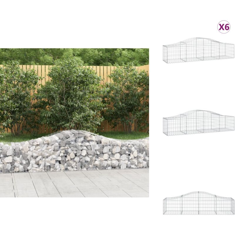 Vidaxl - Gabionen mit Hochbogen 6 Stk. 200x50x40/60 cm Verzinktes Eisen - Gabionen - Gabionenkörbe - Gartendeko - Gartenzubehör - Zaun