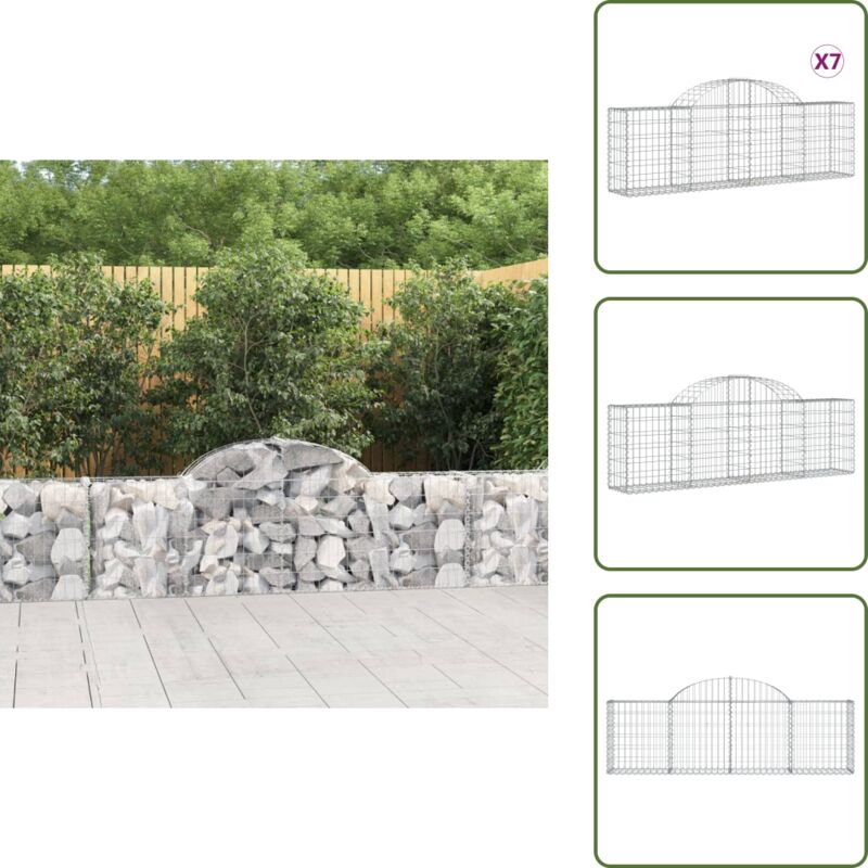 Vidaxl - Gabionen mit Hochbogen 7 Stk. 200x30x60/80 cm Verzinktes Eisen - Gabionen - Gabionenkorb - Gartendeko - Gartenzubehör - Zaun