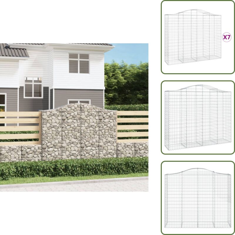 Vidaxl - Gabionen mit Hochbogen 7 Stk. 200x50x160/180cm Verzinktes Eisen - Gabionen - Gartenzaun - Gartendeko - Eisenkonstruktion - Stauraum