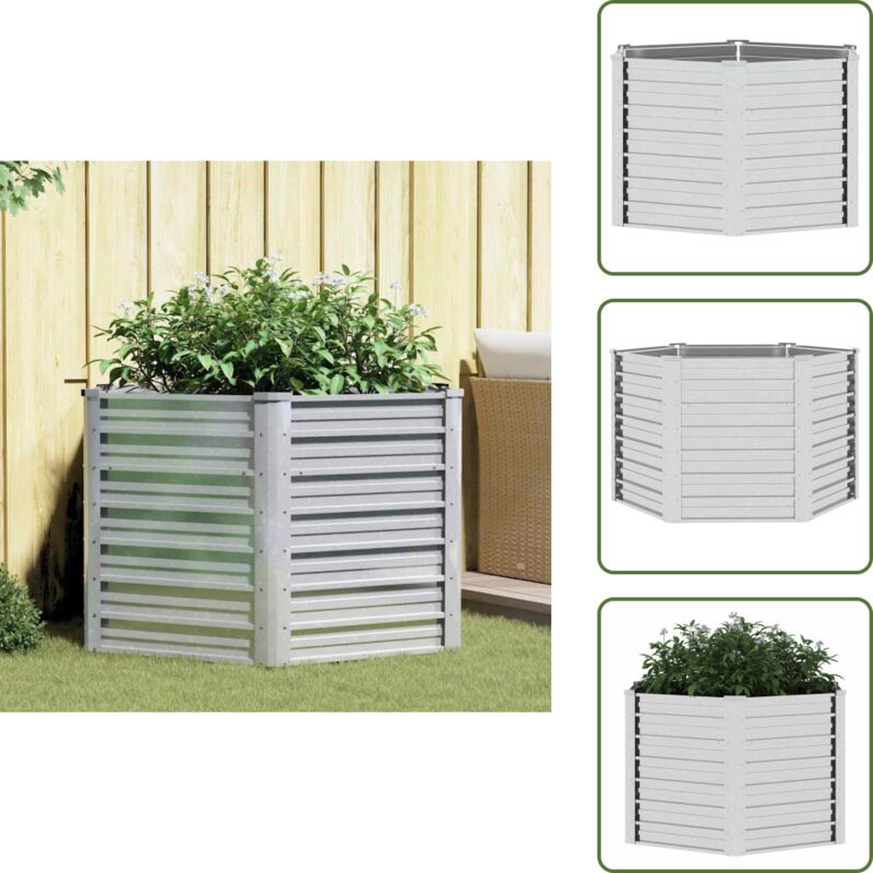 Garten-Hochbeet 129x77 cm Verzinkter Stahl Silber - Gartengefäß - Hochbeet - Pflanzkübel - Stahltank - Blumengarten