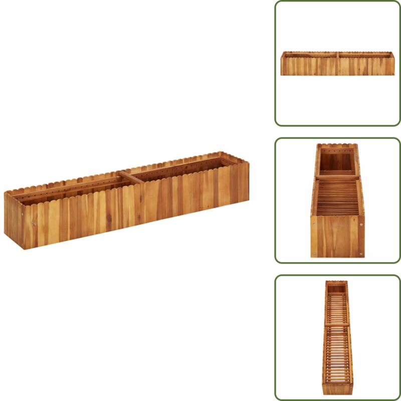 Garten-Hochbeet 150x30x25 cm Massivholz Akazie - Holz Hochbeet - Garten Hochbeet - Blumenkasten - Pflanzenbehälter - Akazienholz