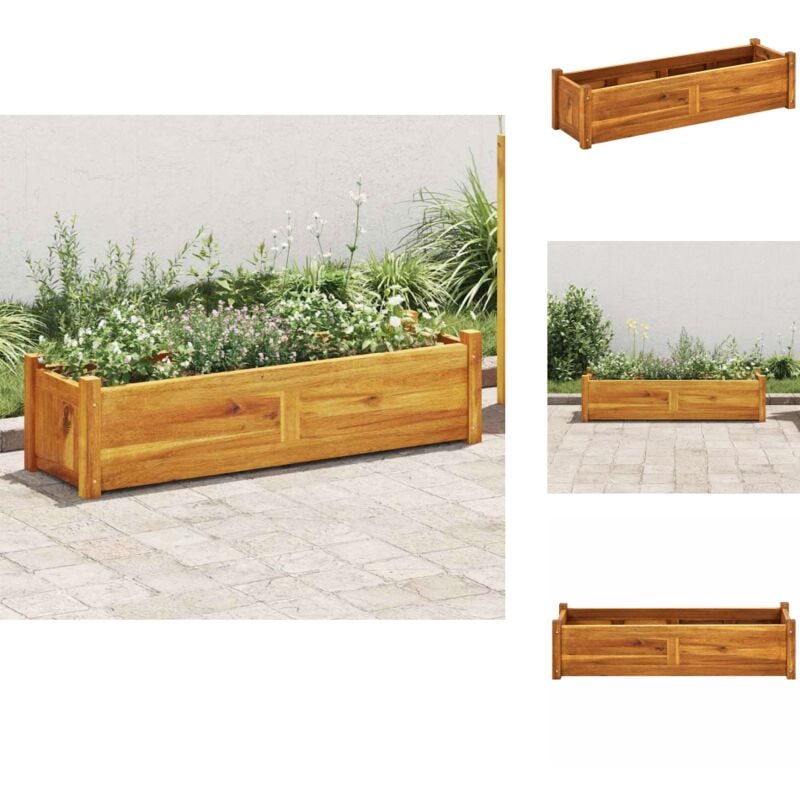 Garten-Hochbeet Akazienholz 100x30x25 cm - Holz Hochbeet - Akazienholz Hochbeet - Garten Hochbeet - Blumenerde Behälter - Balkonbepflanzung