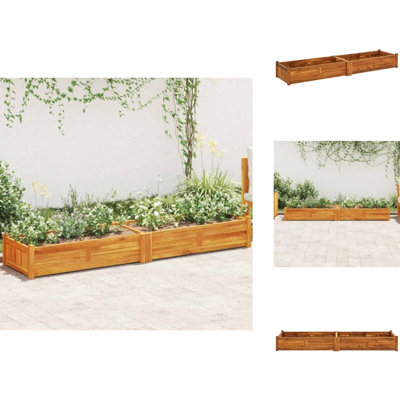 Garten-Hochbeet Akazienholz 200x50x25 cm - Holz Hochbeet - Garten Hochbeet - Akazienholz Hochbeet - Blumenkübel - Pflanzenbehälter