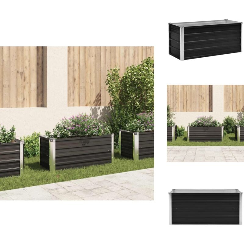 Garten-Hochbeet Anthrazit 100 x 40 x 45 cm Verzinkter Stahl - Gartengefäße - Hochbeet - Pflanzkasten - Stahltanks - Anthrazit