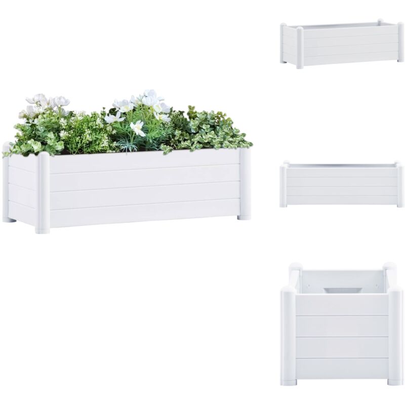 Garten-Hochbeet pp Weiß 100x43x35 cm - Gartengefäße - Hochbeet - Kunststoffpflanzebehälter - Polypropylen Topf - Weißes Hochbeet