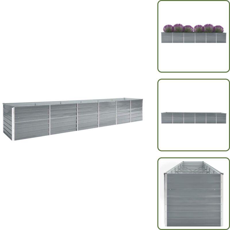 Garten-Hochbeet Verzinkter Stahl 480x80x77 cm Grau - Hochbeet - Gartenhochbeet - Stahlteil - Pflanzenbehälter - Balkonbepflanzung