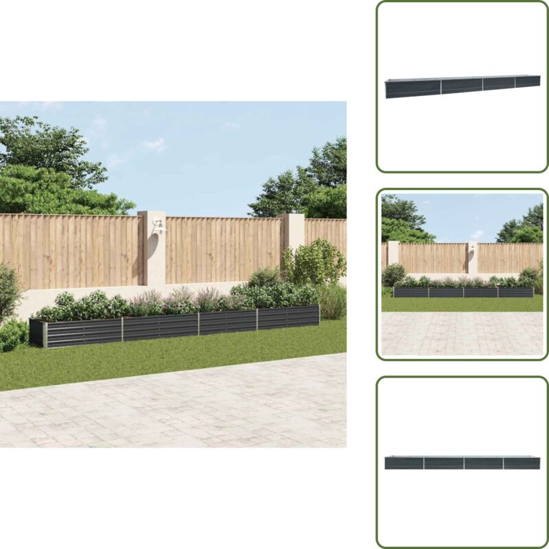 Garten-Hochbeet Verzinkter Stahl 600x80x45 cm Anthrazit - Hochbeet - Gartenhochbeet - Stahlteil - Anthrazit - Pflanzenbehälter