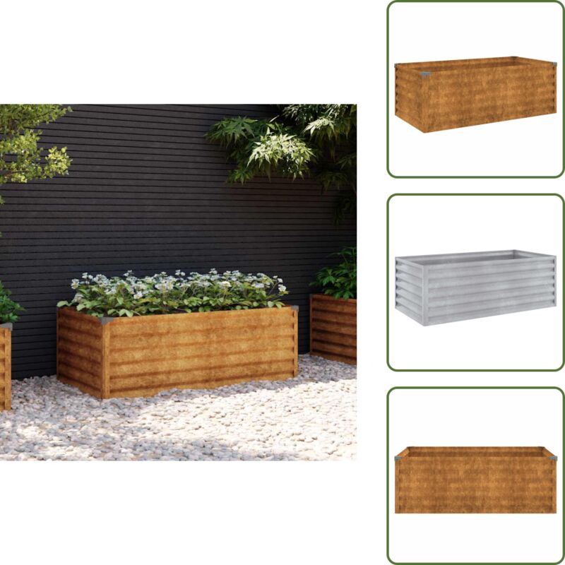 Hochbeet 100x50x36 cm Cortenstahl - Cortenstahl Hochbeet - Rostschutz - Gartendekoration - Balkonbepflanzung - Pflegeleicht