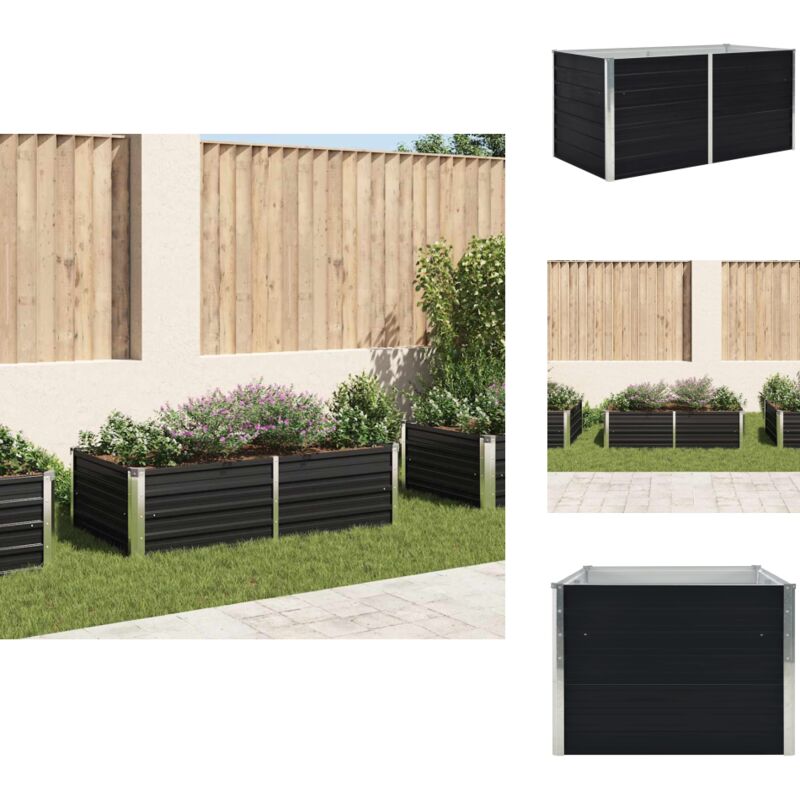 Hochbeet 160 x 80 x 45 cm Verzinkter Stahl Anthrazit - Hochbeet - Balkonbepflanzung - Gartengeräte - Terrassenmöbel - Stahltanks
