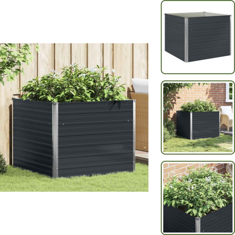 Hochbeet Anthrazit 100 x 100 x 77 cm Verzinkter Stahl - Hochbeet - Anthrazit - Stahltank - Gartengeräte - Blumengarten