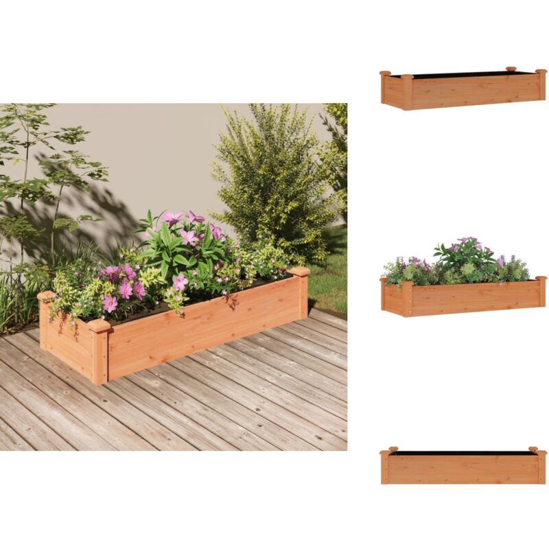 Hochbeet mit Einsatz Braun 120x45x25 cm Massivholz Tanne - Holz Hochbeet - Tannenschnitt - Gartenbeet - Hochbeet Braun - Balkonpflanzen