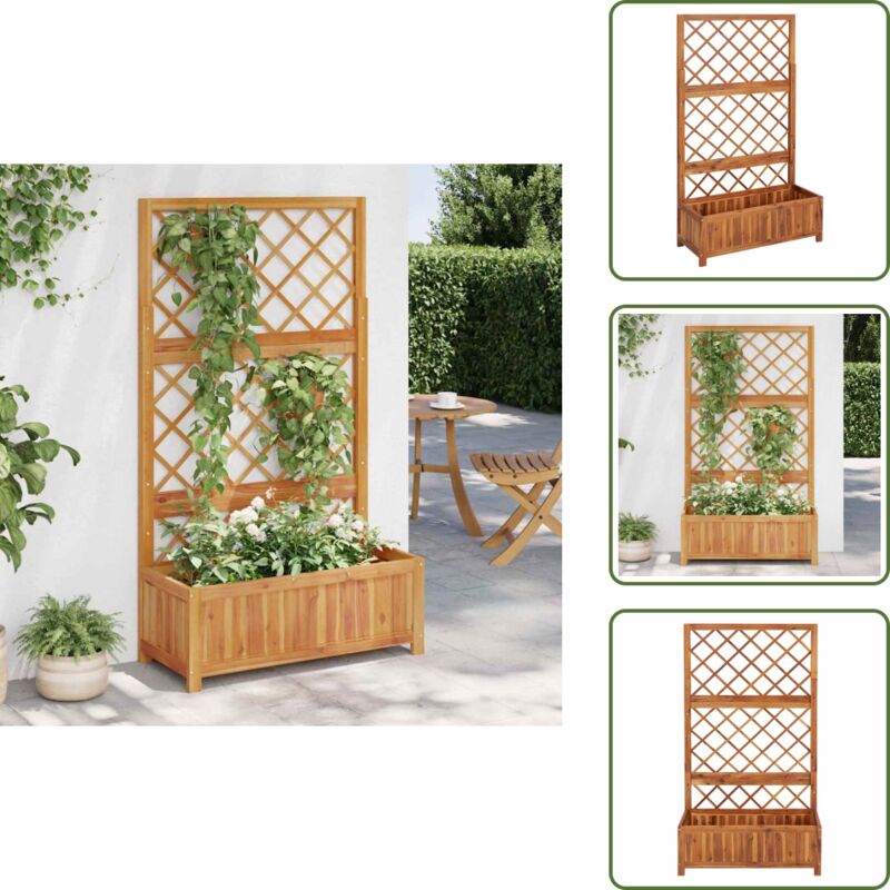 Hochbeet mit Spalier 85x38x150 cm Massivholz Akazie - Holz Hochbeet - Rankgerüst - Gartengeräte - Balkonbepflanzung - Kräutergarten