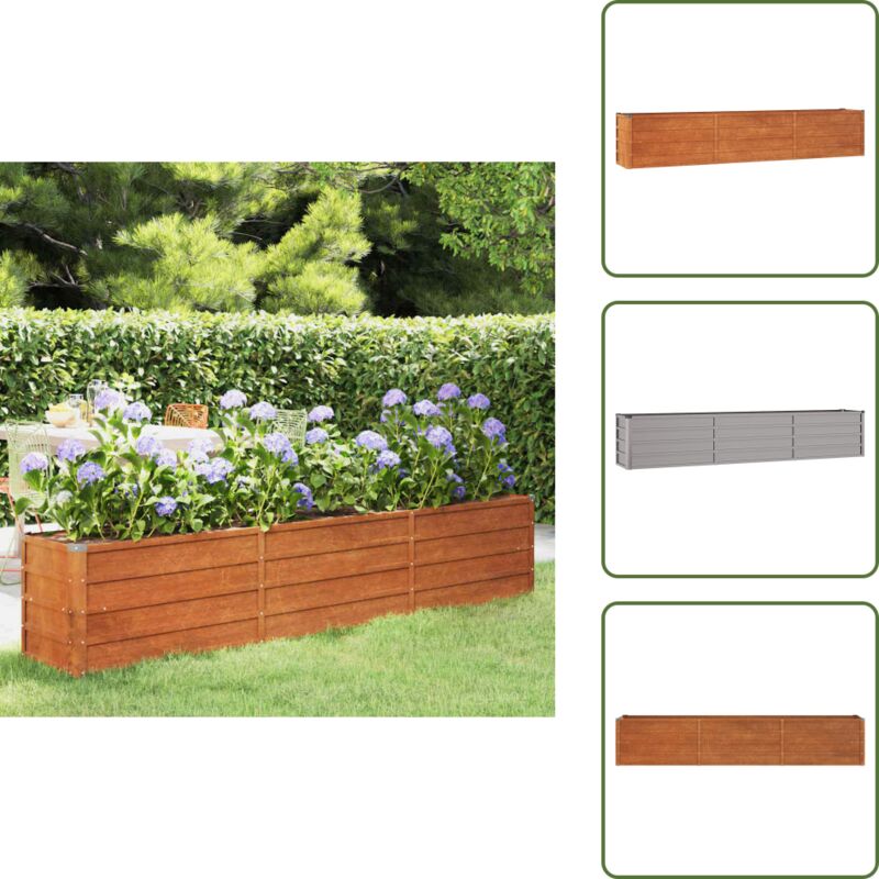 Hochbeet Rostig 240x40x45 cm Cortenstahl - Cortenstahl Hochbeet - Gartengeräte - Balkonbepflanzung - Pflanzenbehälter - Rostiges Hochbeet