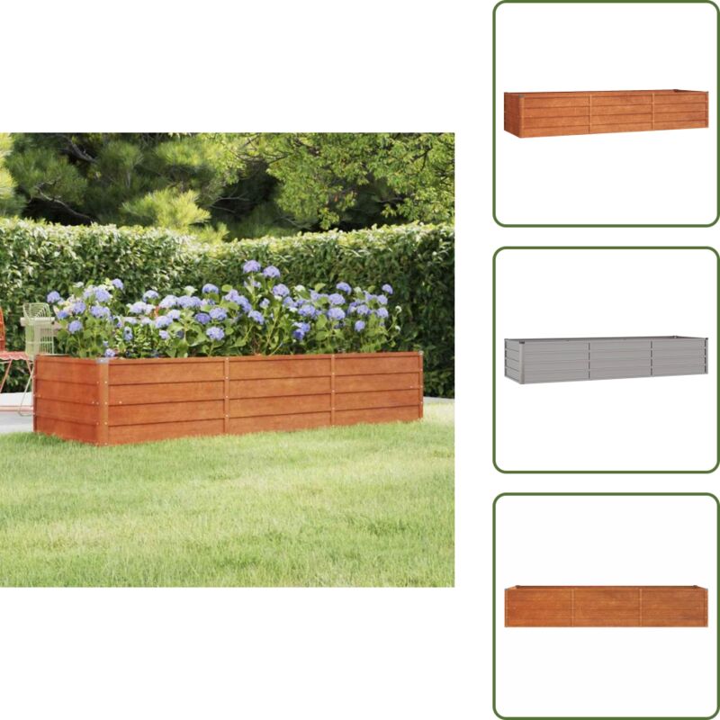 Hochbeet Rostig 240x80x45 cm Cortenstahl - Cortenstahl Hochbeet - Gartengeräte - Balkonbepflanzung - Pflanzenbehälter - Rostoptik