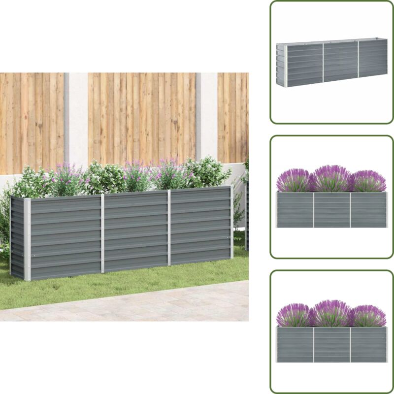 Hochbeet Verzinkter Stahl 240x40x77 cm Grau - Hochbeet - Stahllochbeet - Gartenhochbeet - Pflanzenbehälter - Gemüsegarten