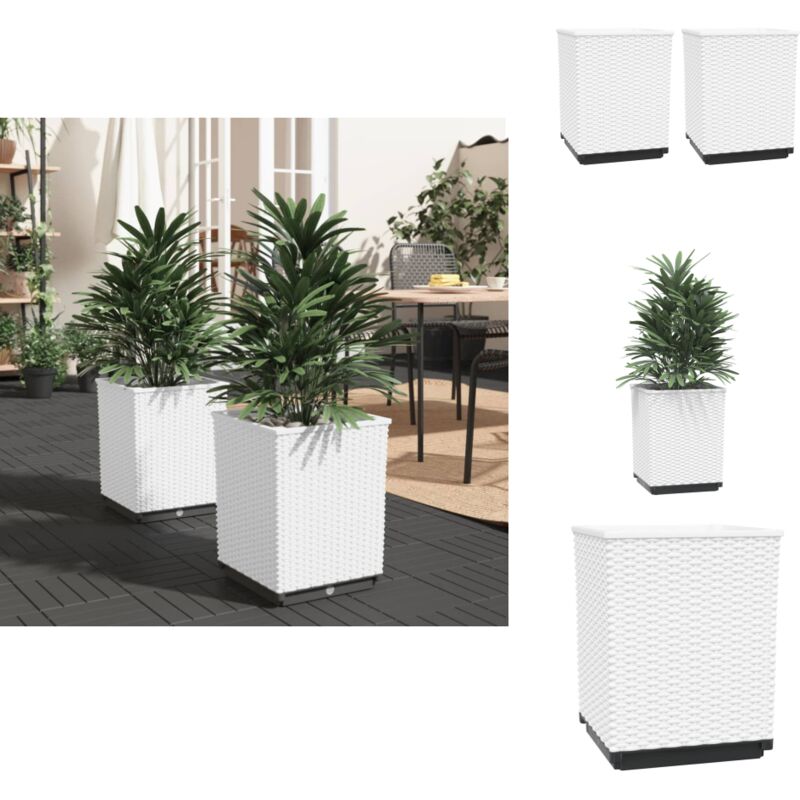 Pflanzkübel 2 Stk. Weiß 30x30x37 cm Polypropylen - Blumentopf - Gartendeko - Balkonpflanzen - Topfset - Polypropylen