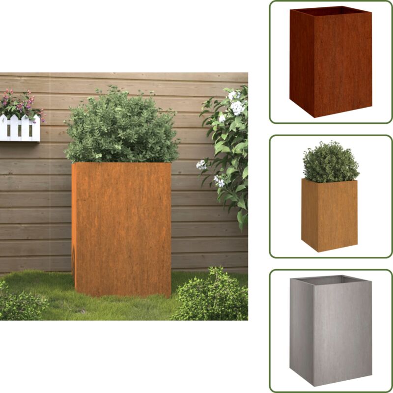 Pflanzkübel 52x48x75 cm Cortenstahl - Cortenstahl - Gartendekoration - Blumenerde - Hochbeet - Balkonpflanzen