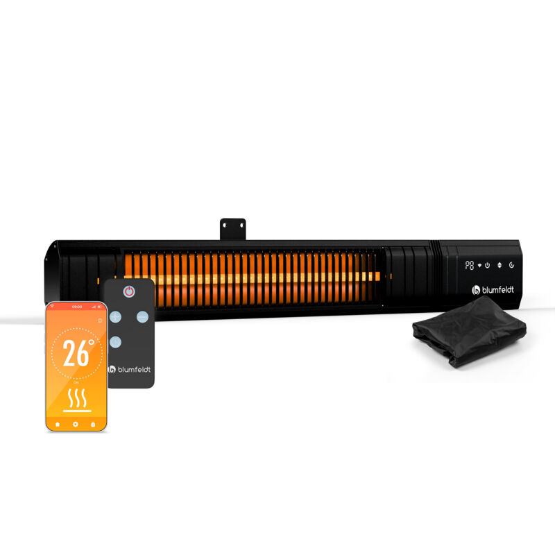 Infrarotheizung 2000 w – Wand & Deckenmontage, IP65 Wasserdicht, 9 Heizstufen, Smarte WLAN-Steuerung, Goldröhren, Kindersicherung, für Balkon,