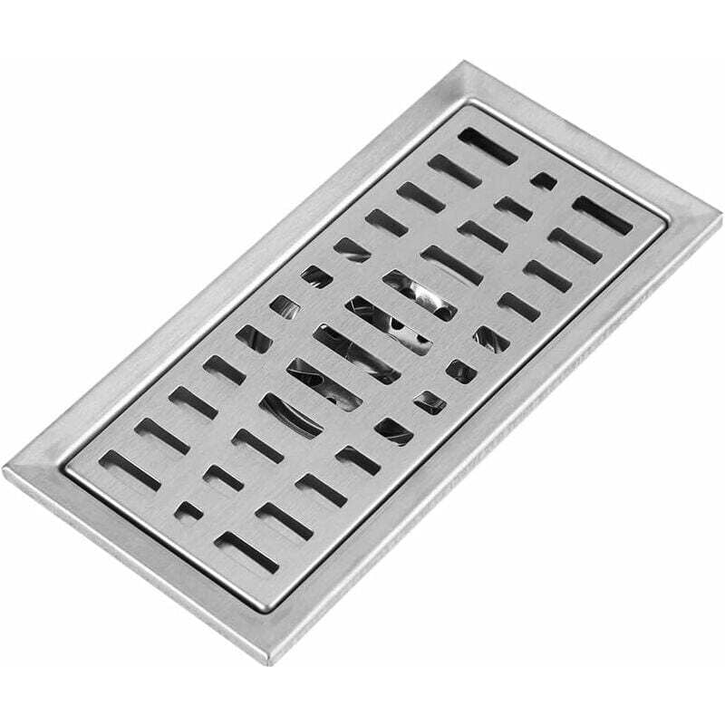 Bodenablauf mit abnehmbarem Deckel, rechteckiges Waschbecken 200 x 100 mm, Edelstahl-Duschablauf, Gittersiphon für Badezimmer, Toilette, Wäsche,