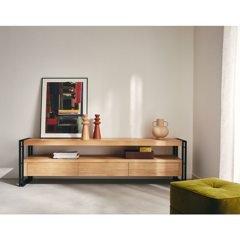 Lisa Design - Bogota - tv-schrank - holz und schwarz - 200 cm - holz/schwarz