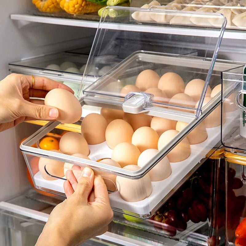 Eier-Aufbewahrungsbox für den Kühlschrank, Eierbox aus Kunststoff für den Kühlschrank, 24 Eierkörbe, Eier-Aufbewahrungsbehälter für den Kühlschrank