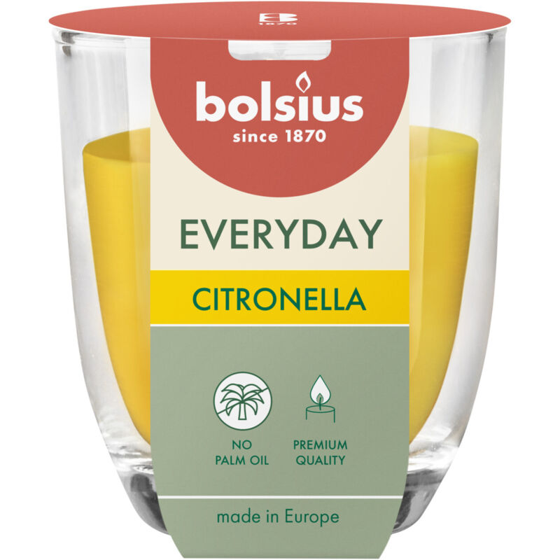 Bolsius Duftkerze Everyday Citronella 8 cm im Glas Duftkerze