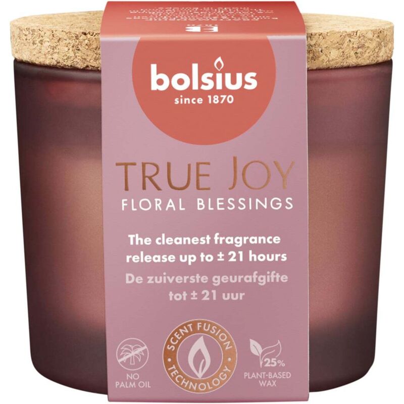 Bolsius Duftkerze True Joy Floral Blessings 8 cm im Glas mit Korkdeckel Duftkerze