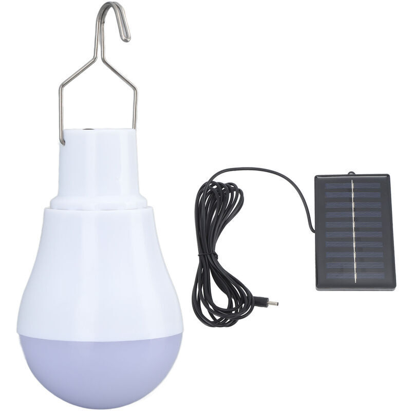 Bombilla solar Jeffergarden, bombilla LED con panel solar, luz blanca ABS, batería de 500 mAh, diseño de gancho, luz solar para tienda de campaña de