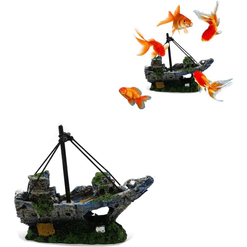 Boot-Aquarium-Dekoration, Schiffswrack-Aquarium-Dekoration, Landschaftsgestaltungsdekoration, Aquarium-Schiffswrack-Fischerboot-Ornament, künstliches