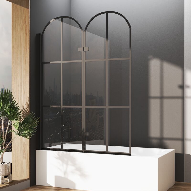 Boromal Badewannenaufsatz Duschabtrennung 120x140cm Duschwand 2-teilig Badewannenfaltwand Duschwand für Badewanne Duschtrennwand für Badewanne, 6mm