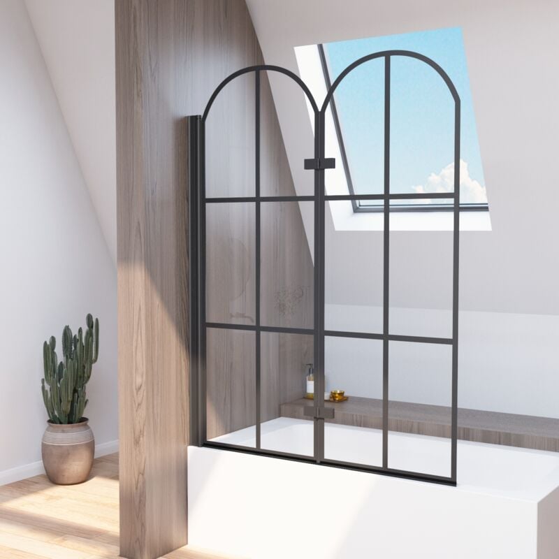 Boromal Badewannenaufsatz Duschabtrennung 120x140cm Duschwand 2-teilig Badewannenfaltwand Duschwand für Badewanne Duschtrennwand für Badewanne, 6mm