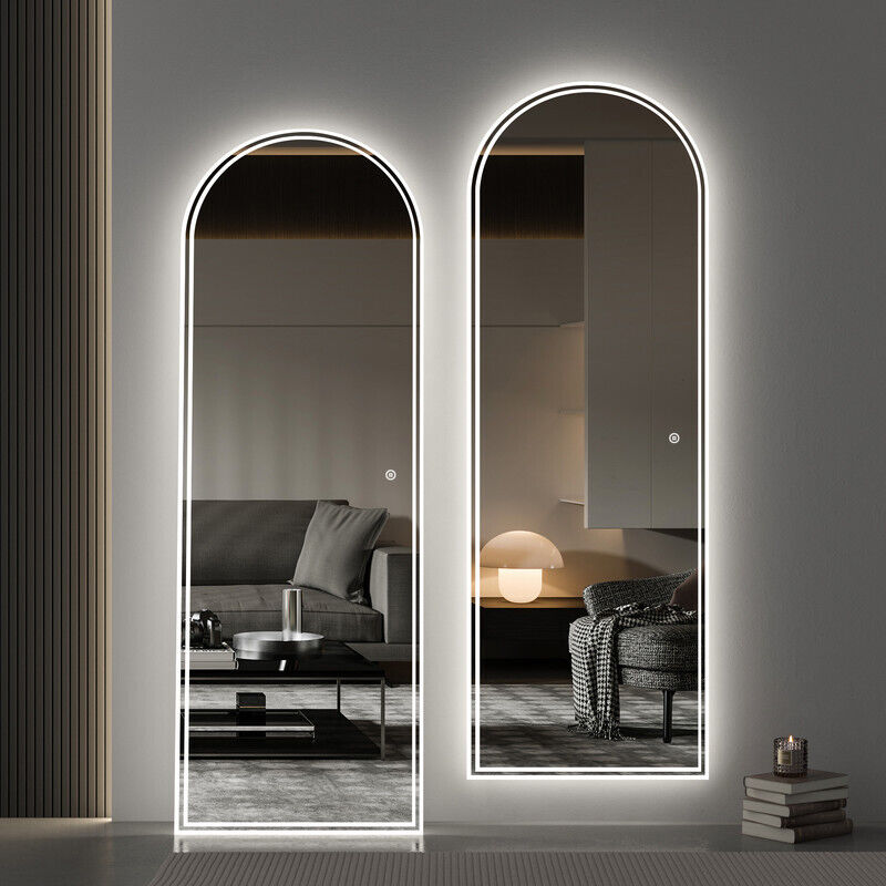 Boromal - Bogen Ganzkörperspiegel mit Beleuchtung 150x50cm Gewölbter Standspiegel mit Beleuchtung Bodenspiegel led Wandspiegel Schminkspiegel