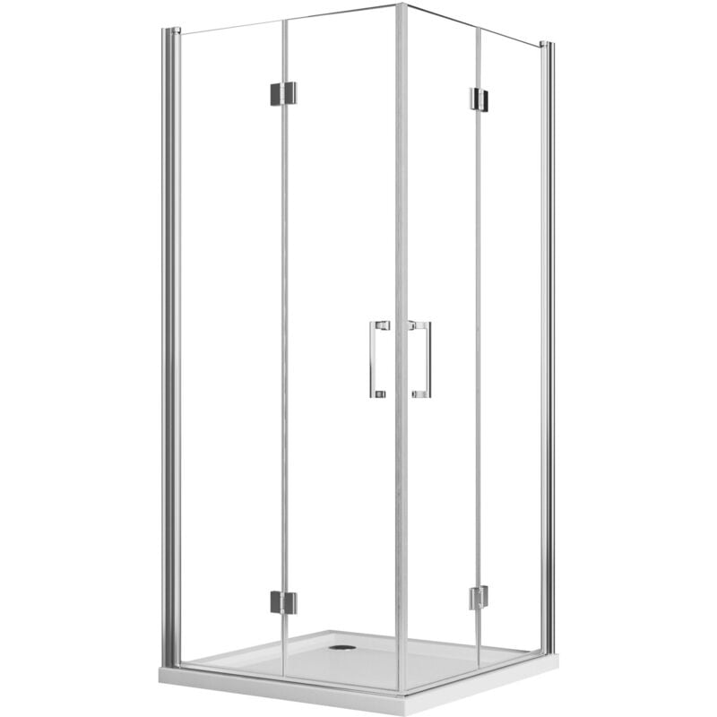 Duschkabine 80x80 cm Eckeinstieg Dusche Falttür 180º Duschabtrennung aus 5 mm NANO-Glas Duschkabine Scharniertür,Kann auf Einer Duschwanne oder