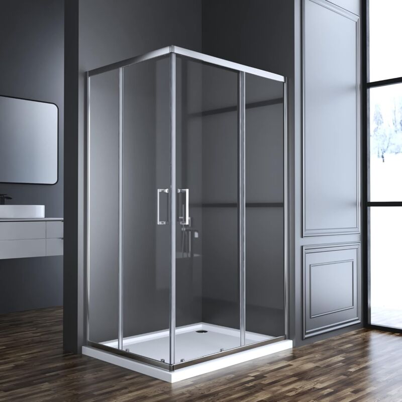 Duschkabine 100x100cm Schiebetür Eckeinstieg Duschkabine mit Schiebetüren 5mm esg Glas Duschschiebetür Duschabtrennung Eckeinstieg Dusche Duschwand