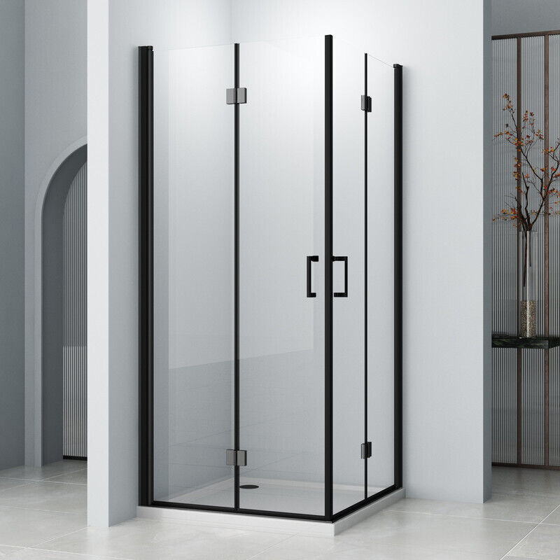 Duschkabine Eckeinstieg Schwarz 90x90cm Falttür Drehfalttür Falttürkabine Eckeinstieg Duschkabine 5mm nano Sicherheitsglas Doppel Duschtür Höhe