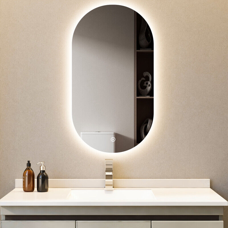 Oval led Badspiegel mit Beleuchtung 50 x 90 cm 3 Lichtfarbe Einstellbare Spiegel Bad mit Beleuchtung led Spiegel mit Licht mit Touch-Schalter