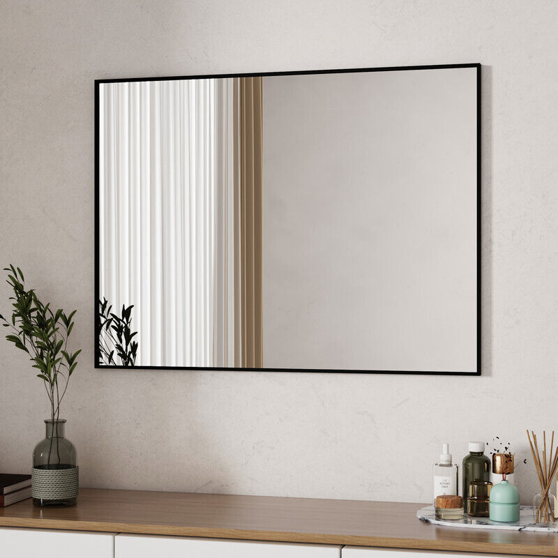 Spiegel Schwarz 40x60cm Rechteckiger Spiegel mit Metall Rahmen Schwarz Spiegel Wandspiegel Schwarz für Badezimmer, Waschräume, Schlafzimmer - Boromal