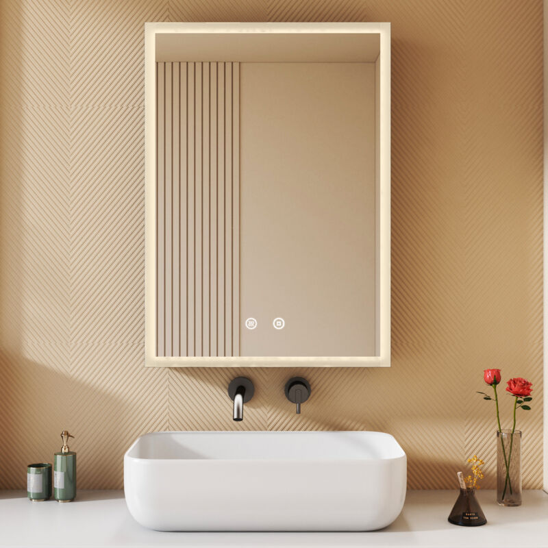 Boromal - Spiegelschrank Bad mit Beleuchtung Badezimmer Spiegelschrank mit Beleuchtung Schwarz Metall led Badezimmerschrank Rechteckig mit Dimmbar +