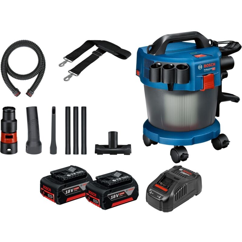 Bosch Akku-Staubsauger GAS 18V-10 L / 2x 5,0 Ah Akku + Ladegerät inkl. Zubehör-Set 14tlg.