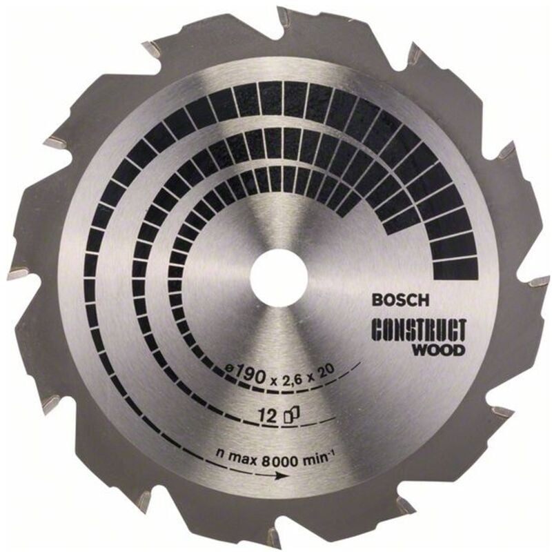 Pro Construct Wood Kreissägeblatt, 190 x 2,6 x 20 mm - Bosch