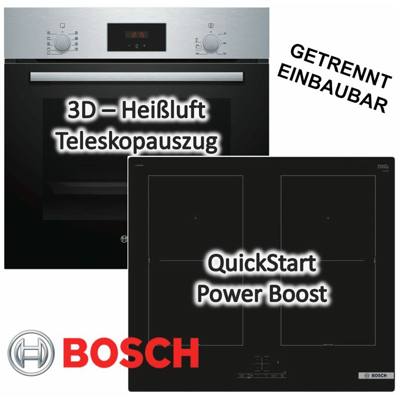 Einbau-Backofen HBF114ESO mit Induktionskochfeld PVQ61RBB5E - autark, 60 cm - Bosch