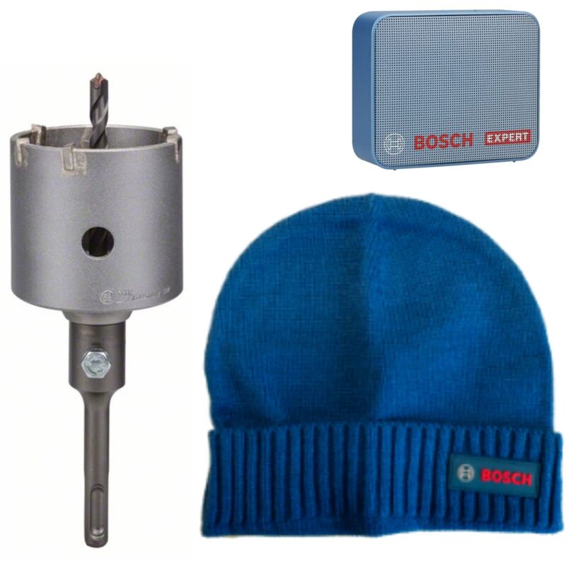 Bosch Hohlbohrkronen sds plus-9 Set, 3-teilig, 68 x 54 mm & jbl GO2 Lautsprecher, Beanie