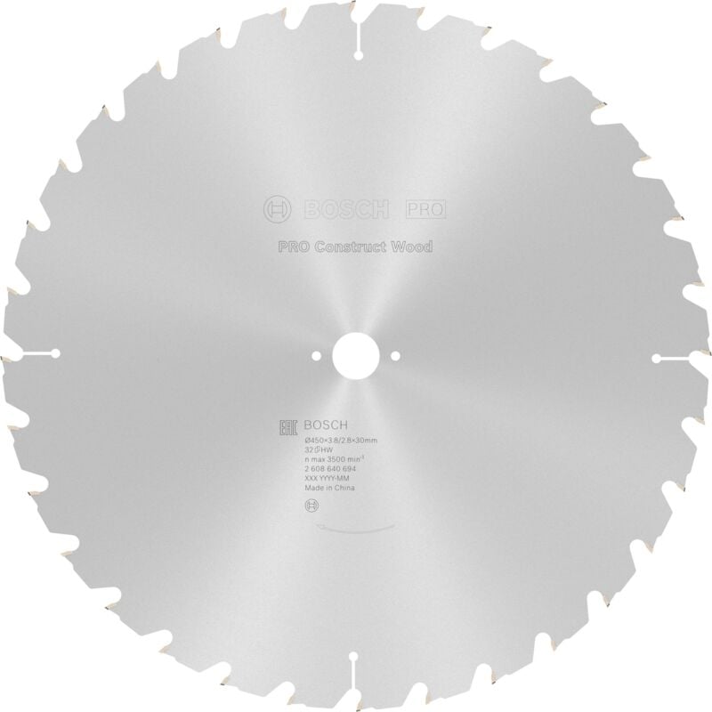 Bosch PRO Construct Wood Kreissägeblatt, 450 x 3,8 x 30 mm, T32
