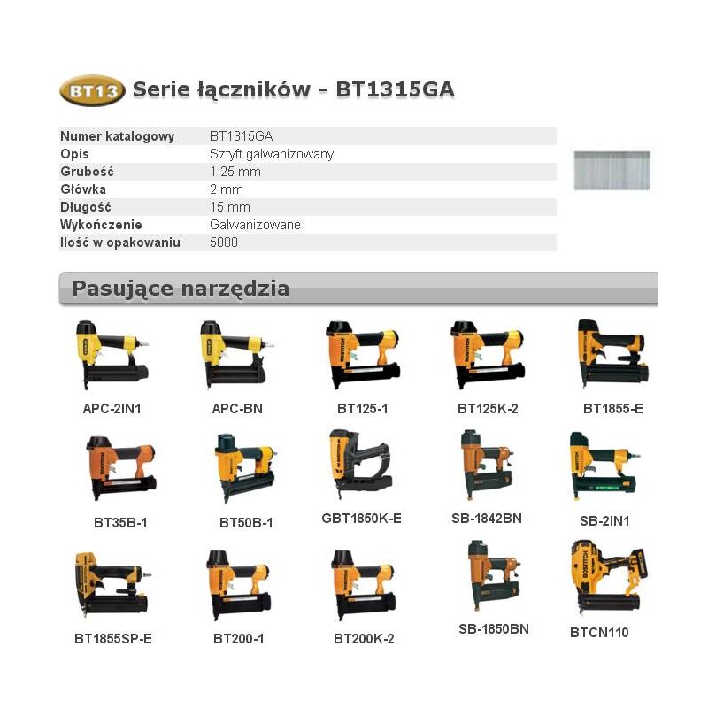 Bostitch BT1315GA5 - Verzinkte Nägel für Nagler (15 mm, 5000 Nägel)