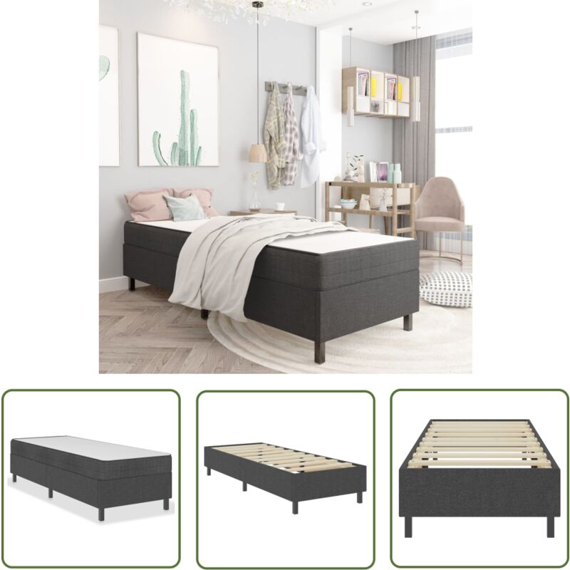 The Living Store Boxspringbett Dunkelgrau Stoff 90x200 cm - Boxspringbett - Doppelbett - Bettrahmen - Schlafsystem - Liegekomfort