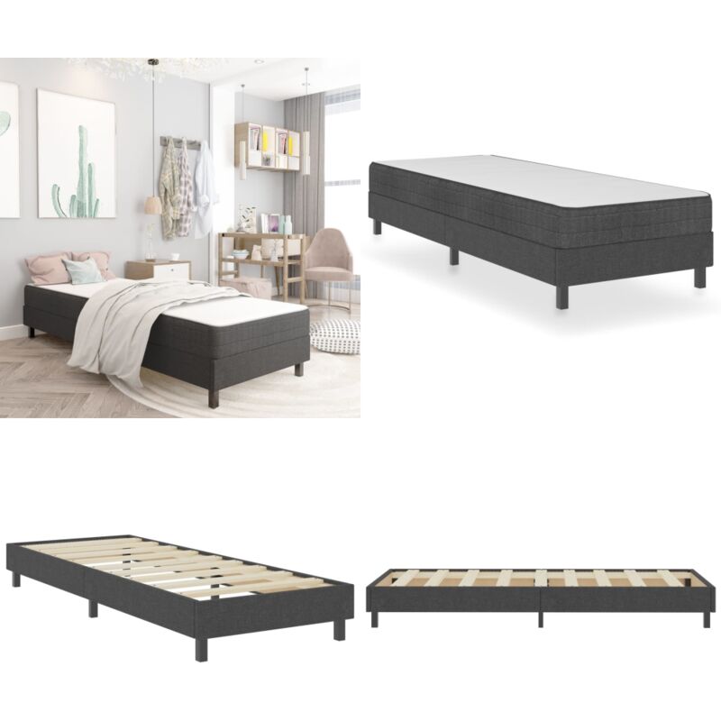 Boxspringbett Dunkelgrau Stoff 80x200 cm - Boxspringbett - Doppelbett - Bettrahmen - Schlafsystem - Liegekomfort - Home & Living
