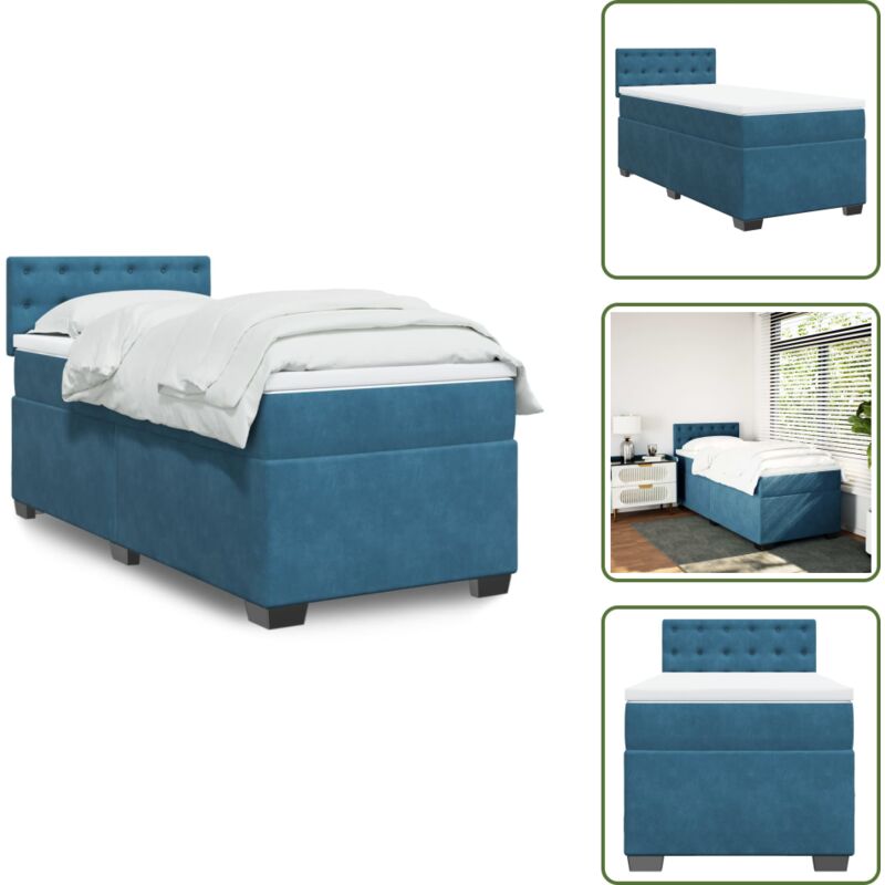 Boxspringbett mit Matratze Dunkelblau 90x200 cm Samt - Boxspringbett - Boxspringbetten - Bett - Bett Mit Stauraum