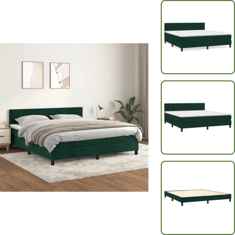 Boxspringbett mit Matratze Dunkelgrün 160x200 cm Samt - Samtbett - Boxspringbett - Doppelbett - Dunkelgrünes Bett - Hochwertiges Bett