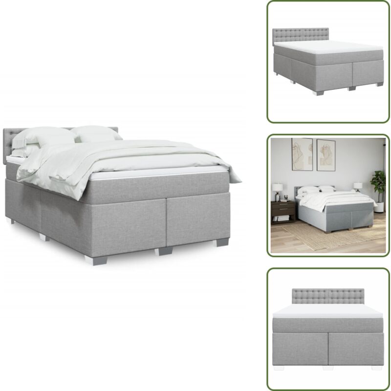 Vidaxl - Boxspringbett mit Matratze Hellgrau 140x190 cm Stoff - Boxspringbett - Boxspringbetten - Bett - Bett Mit Stauraum